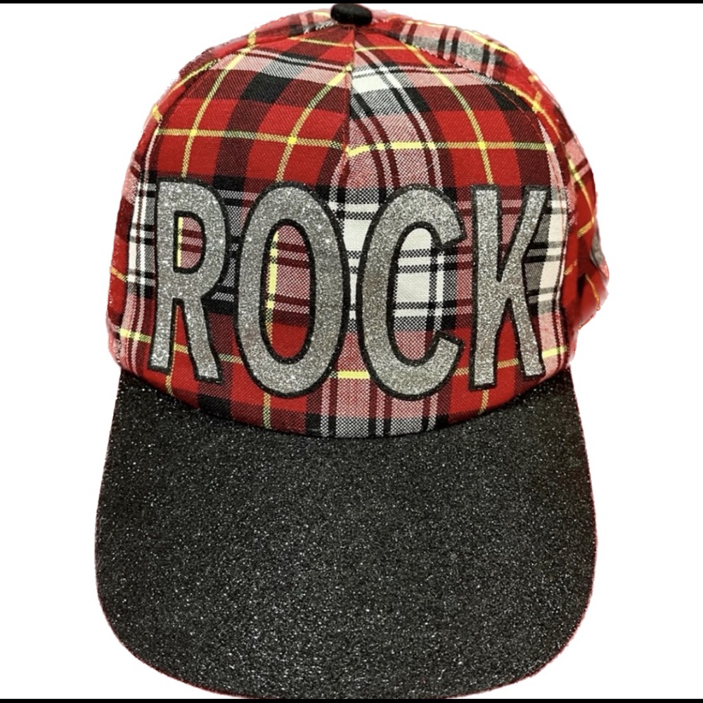 Plaid and Glitter “ROCK” baseball style hat